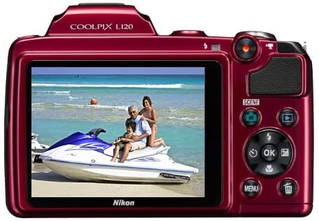 Nikon COOLPIX L120 14.1 MP Digital Camera with 21x NIKKOR Wide-Angle Optical Zoom Lens and 3-Inch LCD (Red) (OLD MODEL)