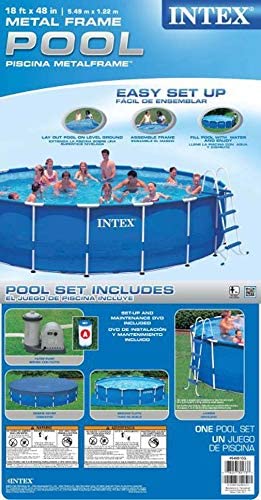 Intex 18ft x 48in Metal Frame Swimming Pool Set with 1,500 GFCI Pump & Filter
