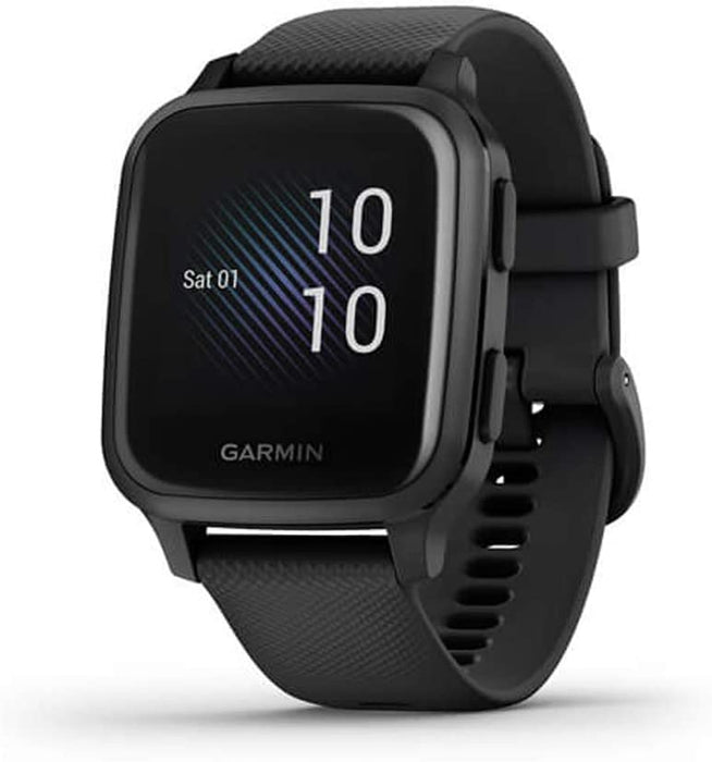 Garmin 010-02426-01 Venu SQ Music Edition - Light Sand with Rose Gold Bezel Bundle with Deco Essentials 2600mAh Portable Power Bank (Black Twist) and Deco Gear Magnetic Wireless Sport Earbuds