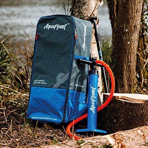 Aquaplanet 10ft 6" x 15cm PACE Stand Up Paddleboard - Incl: SUP, Hand Air Pump w/Pressure Gauge, Adjustable Aluminum Floating Paddle, Repair Kit, Rucksack, Coiled Leash & 4 Kayak Seat Ring Fittings