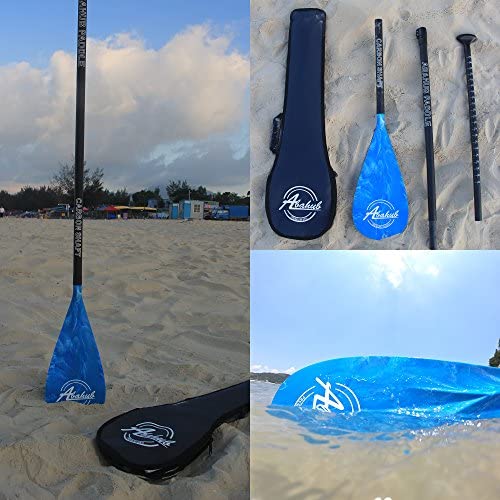 Abahub 3-Piece Adjustable Carbon Fiber SUP Paddle Carbon Shaft + Carrying Bag for Stand Up Paddleboard