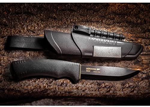 Morakniv Bushcraft Carbon Steel Survival Knife with Fire Starter and Sheath, 4.3-Inch, Black