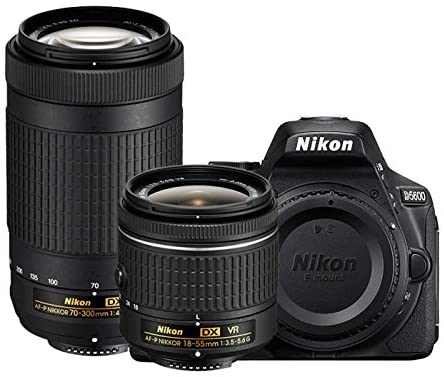 Nikon D5600 24.2 MP DX-Format DSLR Camera with AF-P 18-55mm VR & 70-300mm Lens Kit + 32GB Battery Grip Accessory Bundle