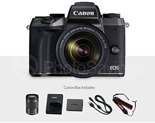 Canon EOS M5 Mirrorless Digital Camera with EF-M 18-150mm f/3.5-6.3 is STM Lens Kit and Essential Accessories