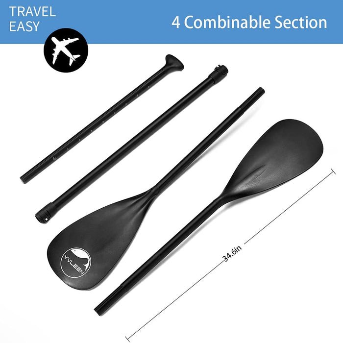 YVLEEN Alloy SUP Paddle - Adjustable Stand Up Paddle Board Paddle - 3-Piece or 4-Piece Floating Kayak Paddle