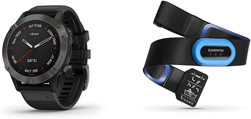Garmin Fenix 6 Sapphire, Premium Multisport GPS Watch, Features Mapping, Music, Grade-Adjusted Pace Guidance, Titanium with Orange Band & Quickfit 22 Watch Band