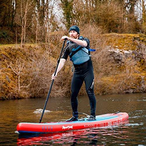 Aquaplanet 10ft 6" x 15cm PACE Stand Up Paddleboard - Incl: SUP, Hand Air Pump w/Pressure Gauge, Adjustable Aluminum Floating Paddle, Repair Kit, Rucksack, Coiled Leash & 4 Kayak Seat Ring Fittings