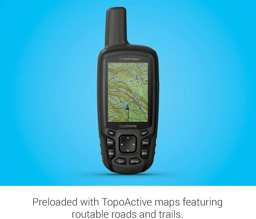 Garmin GPSMAP 64sx, Handheld GPS with Altimeter and Compass, Preloaded With TopoActive Maps