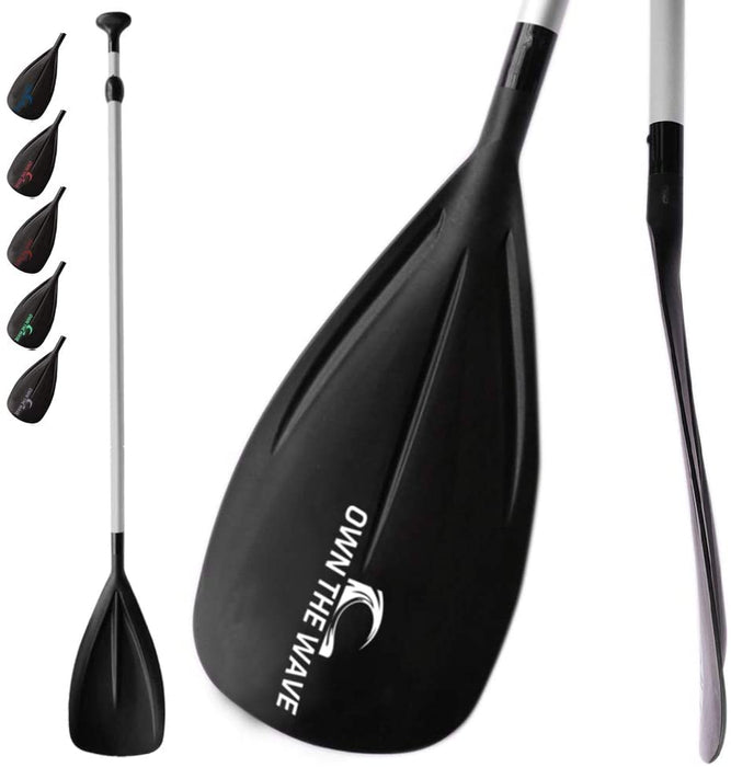 Own the Wave 2-Piece or 3-Piece Alloy Adjustable Standup SUP Paddle - Aluminum Shaft and Nylon Blade - Floating Paddleboard Paddle