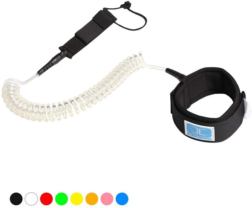 OCEANBROAD 10' Coiled Leash for Paddle Board Surfboard SUP Leash Leg Rope with Adjustable Thigh Ankle Cuff