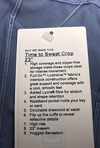 Lululemon TIME to Sweat Crop 23" PEPU (Peri Purple