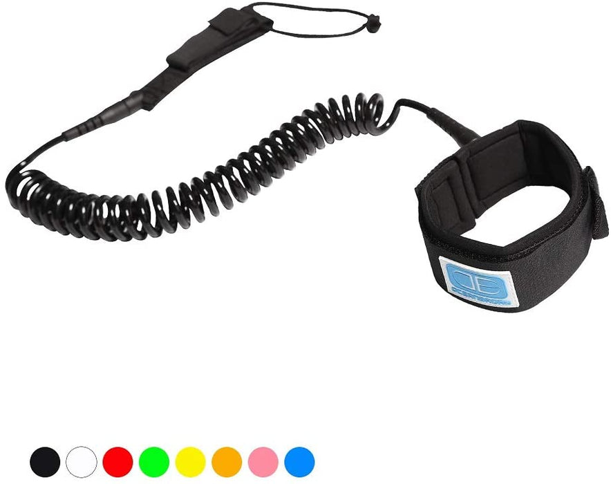 OCEANBROAD 10' Coiled Leash for Paddle Board Surfboard SUP Leash Leg Rope with Adjustable Thigh Ankle Cuff