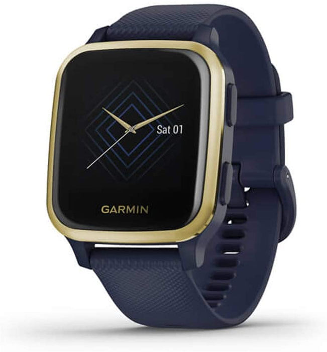Garmin 010-02426-01 Venu SQ Music Edition - Light Sand with Rose Gold Bezel Bundle with Deco Essentials 2600mAh Portable Power Bank (Black Twist) and Deco Gear Magnetic Wireless Sport Earbuds