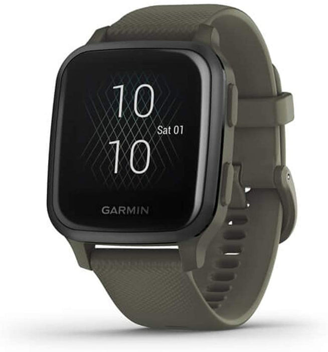 Garmin 010-02426-01 Venu SQ Music Edition - Light Sand with Rose Gold Bezel Bundle with Deco Essentials 2600mAh Portable Power Bank (Black Twist) and Deco Gear Magnetic Wireless Sport Earbuds