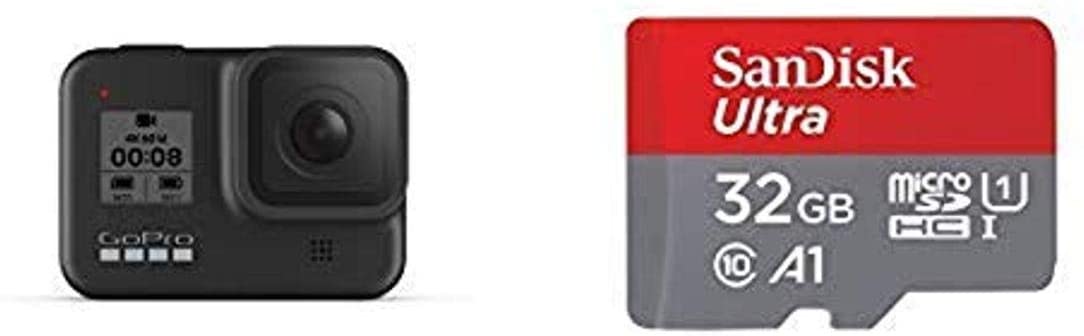 GoPro HERO8 Black Waterproof Action Camera with Touch Screen & Sandisk 32GB SD Card Bundle
