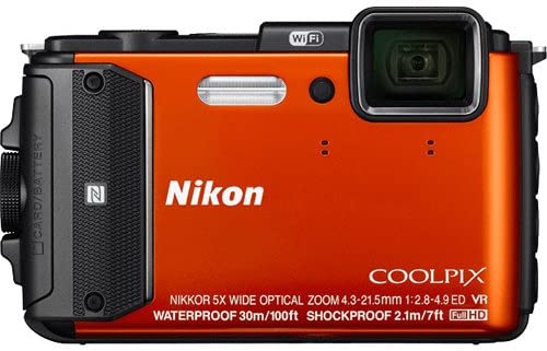 Nikon Coolpix AW130 16.0-Megapixel Waterproof Digital Camera with 5X Optical Zoom NIKKOR ED Wide-Angle Glass Lens, Built-in Wi-Fi, NFC and GPS (Orange)