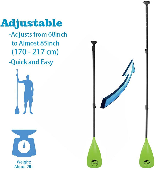 YVLEEN Alloy SUP Paddle - Adjustable Stand Up Paddle Board Paddle - 3-Piece or 4-Piece Floating Kayak Paddle