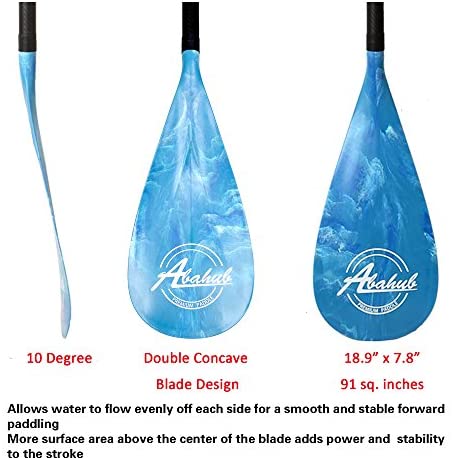 Abahub 3-Piece Adjustable Carbon Fiber SUP Paddle Carbon Shaft + Carrying Bag for Stand Up Paddleboard