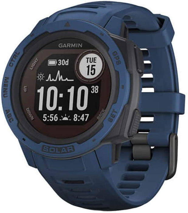 Garmin 010-02293-11 Instinct Solar Rugged Outdoor Watch with GPS Tidal Blue Bundle with Screen Protector 2-Pack