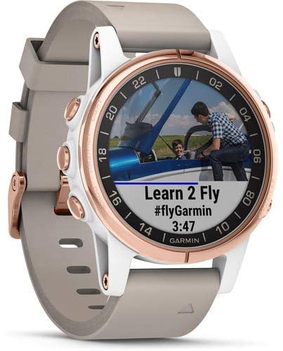 Garmin D2 Delta S Aviator Watch (42mm, Beige Leather Band) Bundle with Power Bank, 2-Port USB Card Adapter, Two USB Wall Adapters, and 6Ave Cleaning Kit