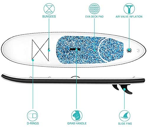 DANWJDP Inflatable Stand Up Paddle Board, 16cm Thick SUP with Accessories, Carry Bag, Adjustable Paddle, Hand Pump, Bottom Fin, Ankle Leash, Non-Slip Deck, 305 x 76 x 15 cm