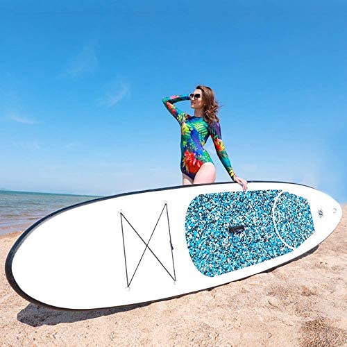 DANWJDP Inflatable Stand Up Paddle Board, 16cm Thick SUP with Accessories, Carry Bag, Adjustable Paddle, Hand Pump, Bottom Fin, Ankle Leash, Non-Slip Deck, 305 x 76 x 15 cm
