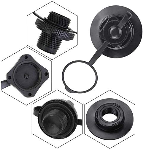 BUZIFU 2pcs Air Valve Inflatable Boat Spiral Air Plugs One-way Inflation Replacement Screw Boston Valve for Rubber Dinghy Raft Kayak Pool Boat Airbeds,Black