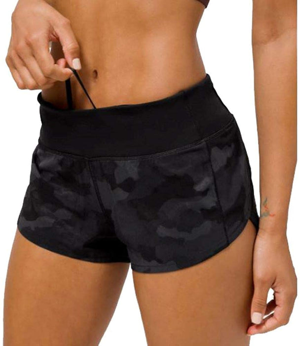 Lululemon Womens Run Speed Short Marbled Mix Black White Gym