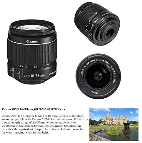 Canon EOS Rebel T6 Digital SLR Camera with Canon EF-S 18-55mm Image Stabilization II Lens, Sandisk 32GB SDHC Memory Cards, Accessory Bundle