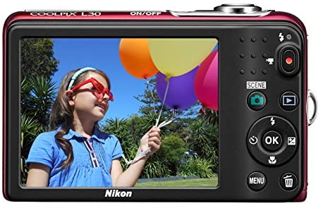Nikon COOLPIX L30 20.1 MP Digital Camera with 5x Zoom NIKKOR Lens and 720p HD Video (Red) (Discontinued by Manufacturer)