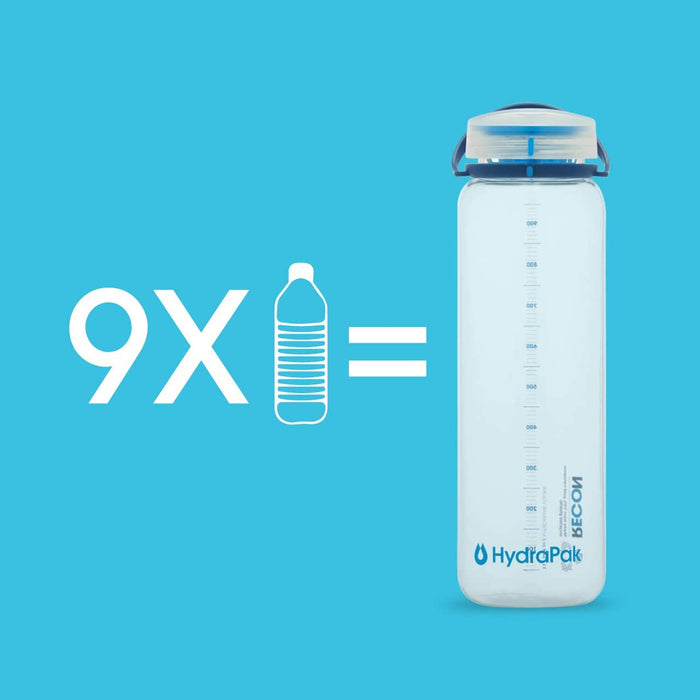 Hydrapak Recon - 50% Recycled Plastic Water Bottle, Eco Friendly & BPA Free, Smooth Flow Twist Cap