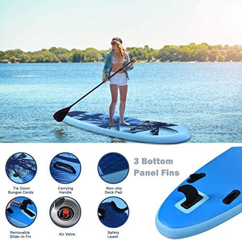 Goplus 9.8'/10'/11' Inflatable Stand Up Paddle Board, 6.5” Thick SUP with Premium Accessories and Carry Bag, Wide Stance, Bottom Fin for Paddling, Surf Control, Non-Slip Deck
