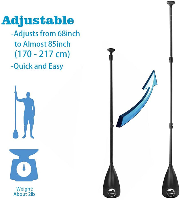 YVLEEN Alloy SUP Paddle - Adjustable Stand Up Paddle Board Paddle - 3-Piece or 4-Piece Floating Kayak Paddle