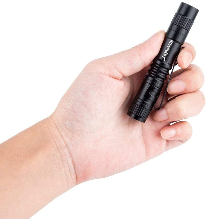 RISEMART Super Small Mini Flashlight AAA CREE XPE-R3 100 Lumens Ultra Bright LED Pen light Pocket Clip Tactical Torch Lamp (3.5inch 2pack)