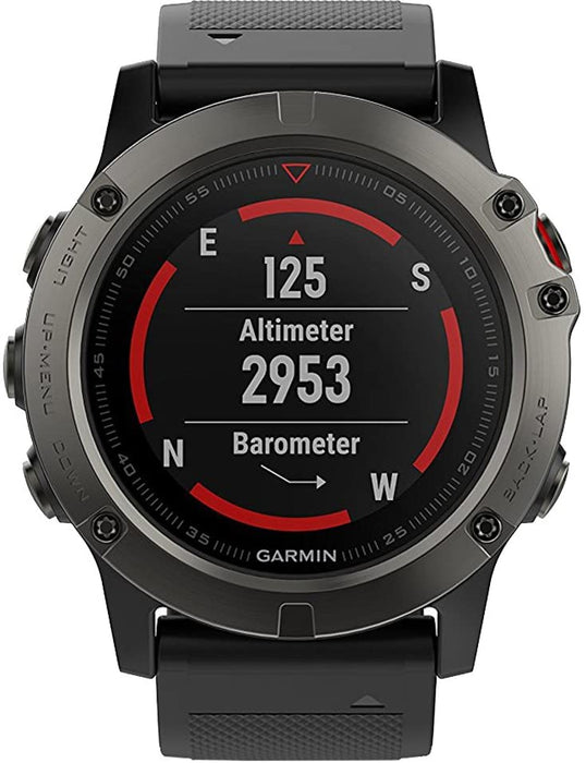 Garmin Fenix 5X Sapphire Multisport 51mm GPS Watch - Slate Gray with Black Band (010-01733-00) + 1 Year Extended Warranty