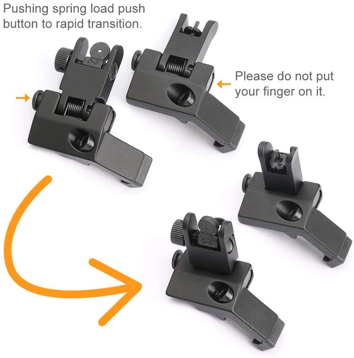 MARMOT 45 Degree Offset Flip Up Sight Low Profile Rapid Transition Front & Rear Iron Sights