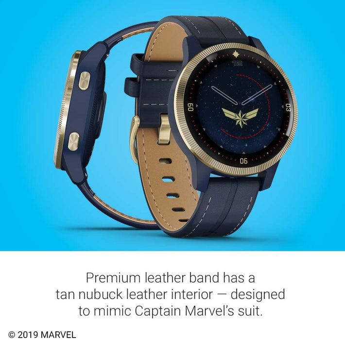 Garmin Legacy Hero Series, Marvel Captain Marvel Inspired Premium Smartwatch, Includes a Captain Marvel Inspired App Experience, Gold