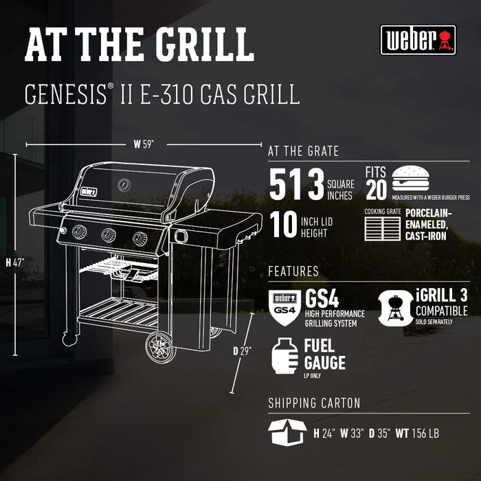 Weber 61011001 Genesis II E-310 Liquid Propane 3-Burner Grill