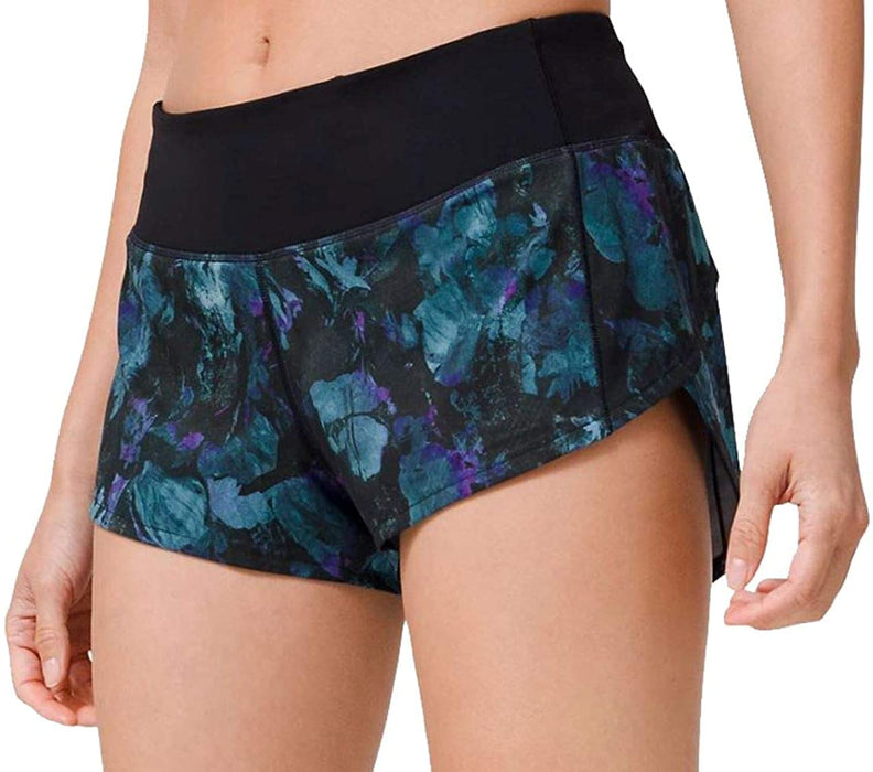Lululemon Womens Run Speed Short H2O Swim Paint Storm Harbor Blue Black