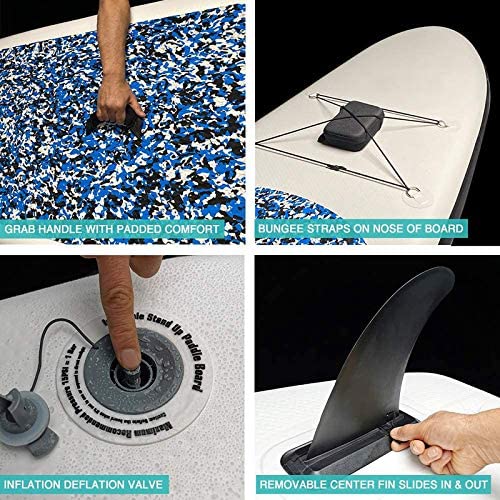 DANWJDP Inflatable Stand Up Paddle Board, 16cm Thick SUP with Accessories, Carry Bag, Adjustable Paddle, Hand Pump, Bottom Fin, Ankle Leash, Non-Slip Deck, 305 x 76 x 15 cm