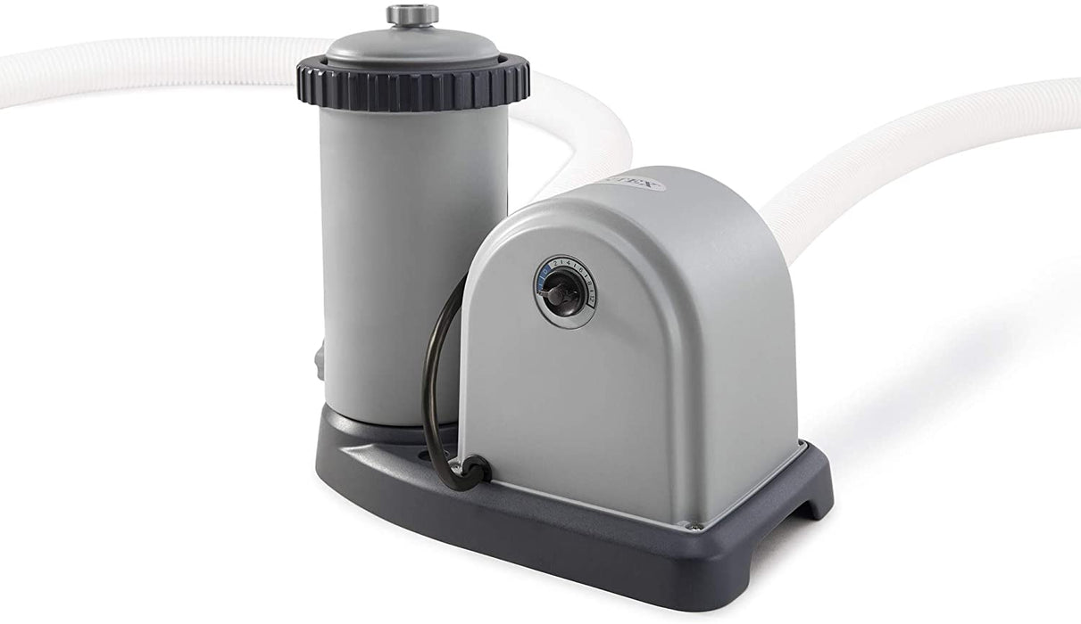 Intex 26743EH 18ft x 48in Greywood Premium Prism Steel Frame Outdoor Above Ground Swimming Pool Set with Cover, Ladder, & Pump