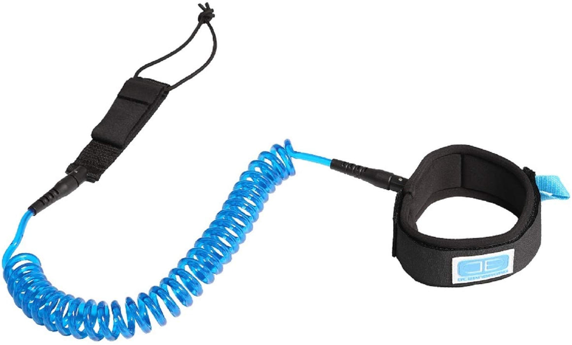 OCEANBROAD 10' Coiled Leash for Paddle Board Surfboard SUP Leash Leg Rope with Adjustable Thigh Ankle Cuff
