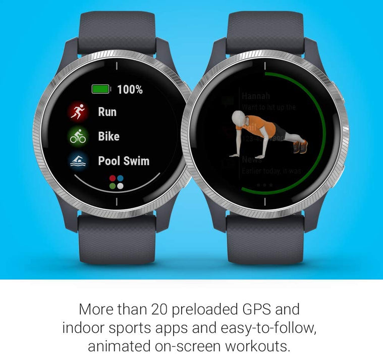 Garmin 010-02173-21 Venu, GPS Smartwatch with Bright Touchscreen Display, Features Music, Body Energy Monitoring, Animated Workouts, Pulse Ox Sensor and More