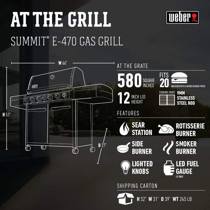 Weber Summit 7171001 E-470 580-Square-Inch 48,800-BTU Liquid-Propane G