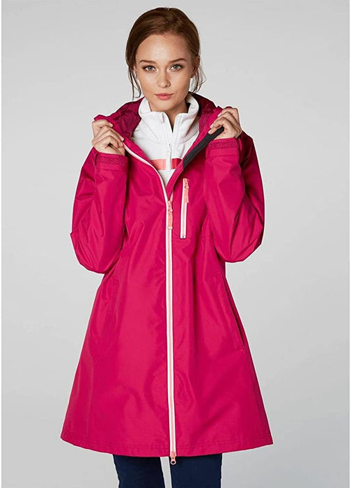Helly Hansen Women's Long Belfast Lightweight Waterproof Windproof Breathable Raincoat Jacket with Hood