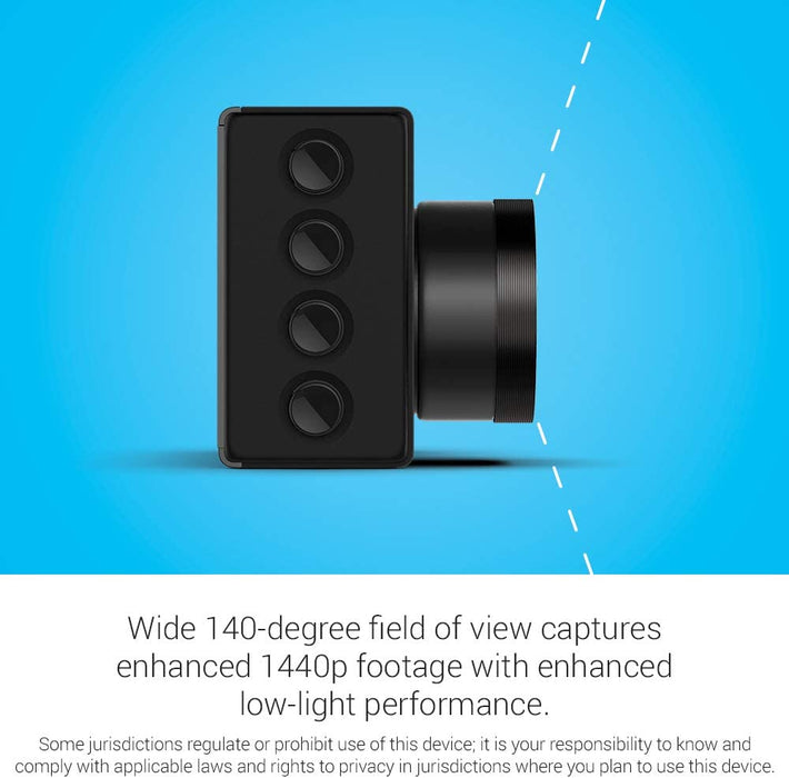 Garmin Dash Cam 56, Wide 140-Degree Field of View in 1440P HD, Very Compact with Automatic Incident Detection and Recording & 010-12530-03 Parking Mode Cable, 6.60" x 2.70" x 2.00", Black