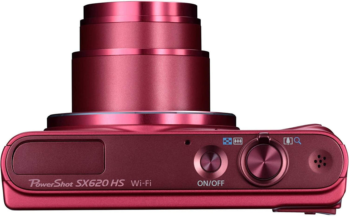 Canon PowerShot SX620 HS Digital Camera (Red) along with 16GB, Deluxe Accessory Bundle and Cleaning Kit
