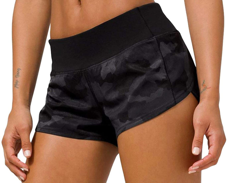 Lululemon Womens Run Speed Short Marbled Mix Black White Gym