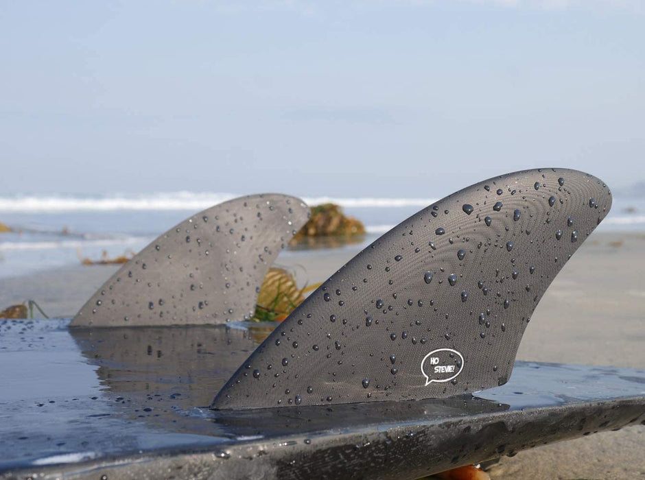 Ho Stevie! Surfboard Twin Keel Fins (2 Fins) - FCS or Futures Sizes, with Fin Bag, Screws, Wax Comb and Fin Key - Fins for Fish Surf Boards
