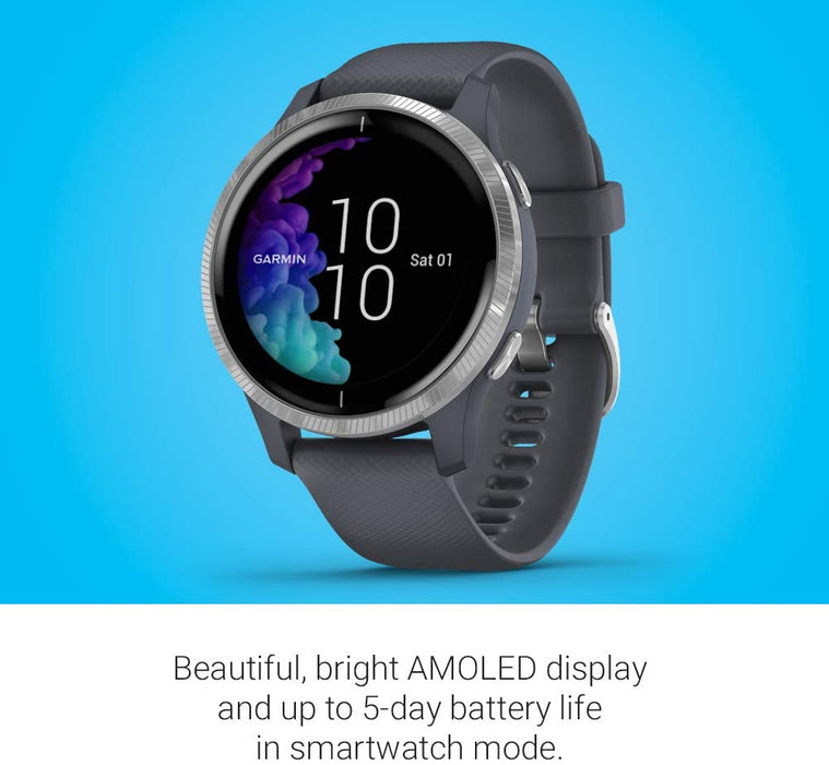 Garmin 010-02173-21 Venu, GPS Smartwatch with Bright Touchscreen Display, Features Music, Body Energy Monitoring, Animated Workouts, Pulse Ox Sensor and More